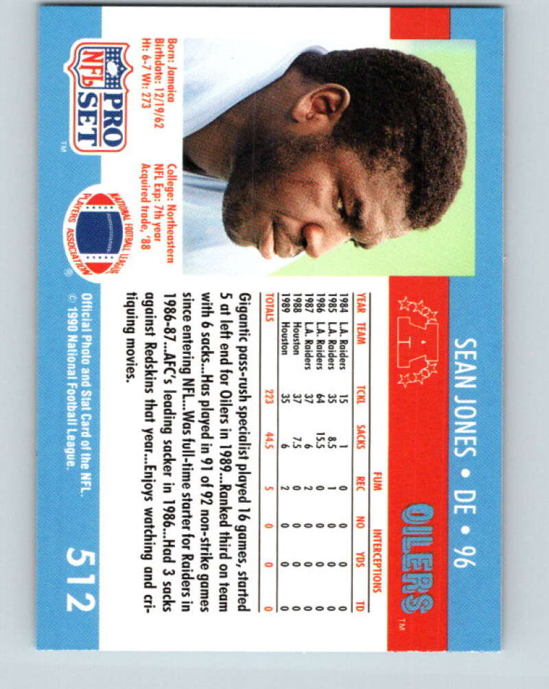 1990 Pro Set #512 Sean Jones Mint Houston Oilers