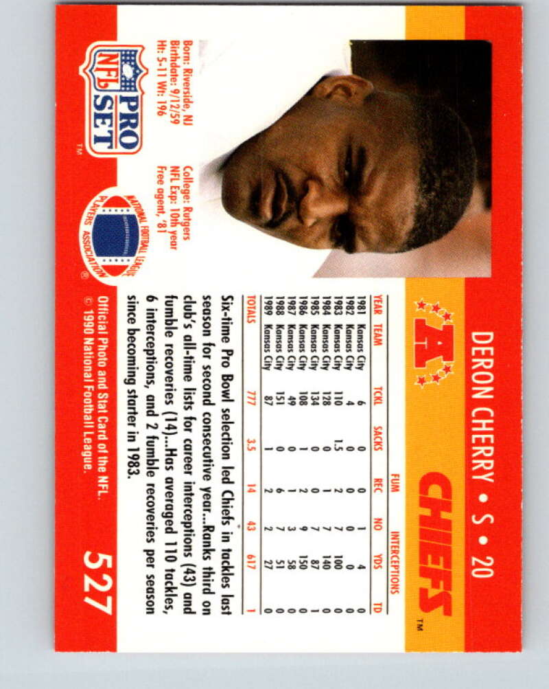 1990 Pro Set #527 Deron Cherry Mint Kansas City Chiefs