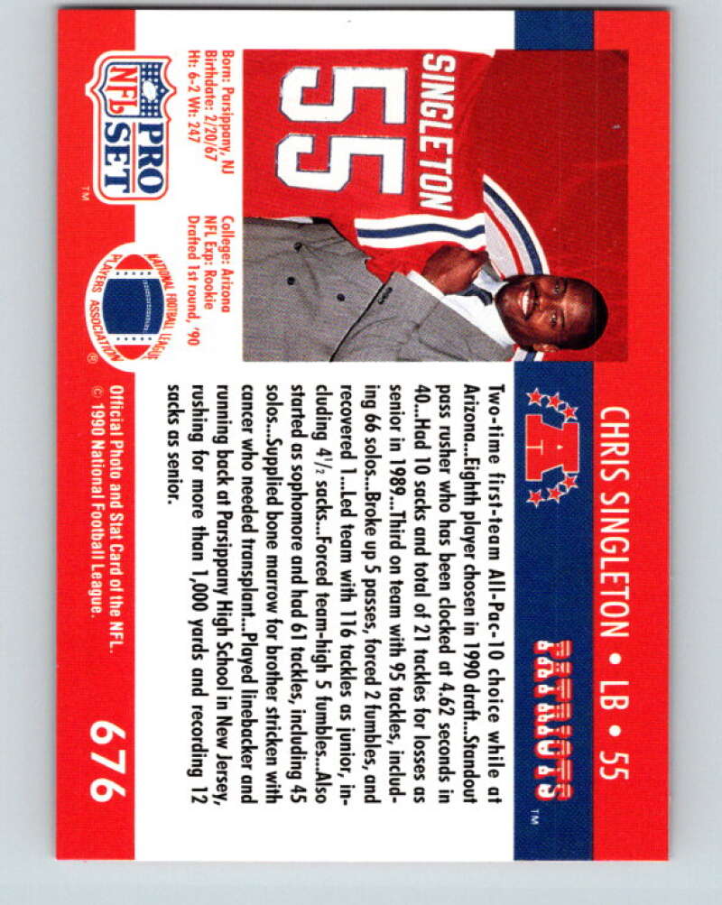 1990 Pro Set #676 Chris Singleton Mint RC Rookie New England Patriots