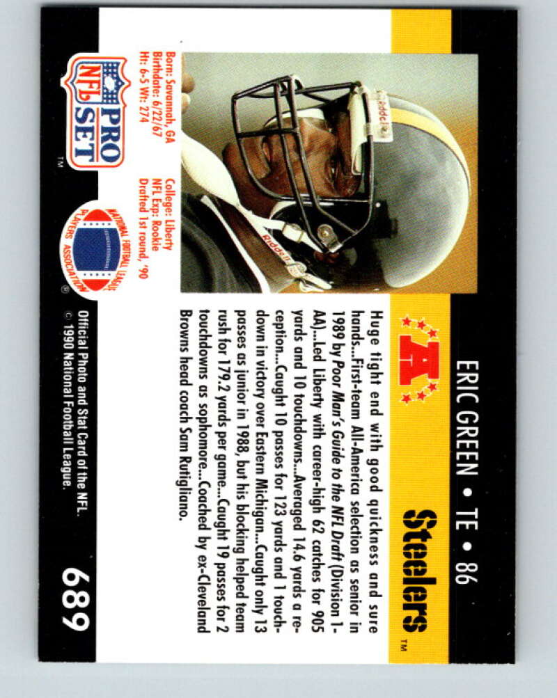 1990 Pro Set #689 Eric Green Mint RC Rookie Pittsburgh Steelers