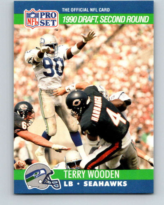 1990 Pro Set #698 Terry Wooden Mint RC Rookie Seattle Seahawks  Image 1