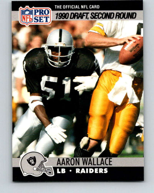 1990 Pro Set #706 Aaron Wallace Mint RC Rookie Los Angeles Raiders  Image 1