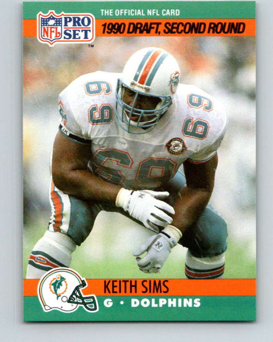 1990 Pro Set #708 Keith Sims Mint RC Rookie Miami Dolphins
