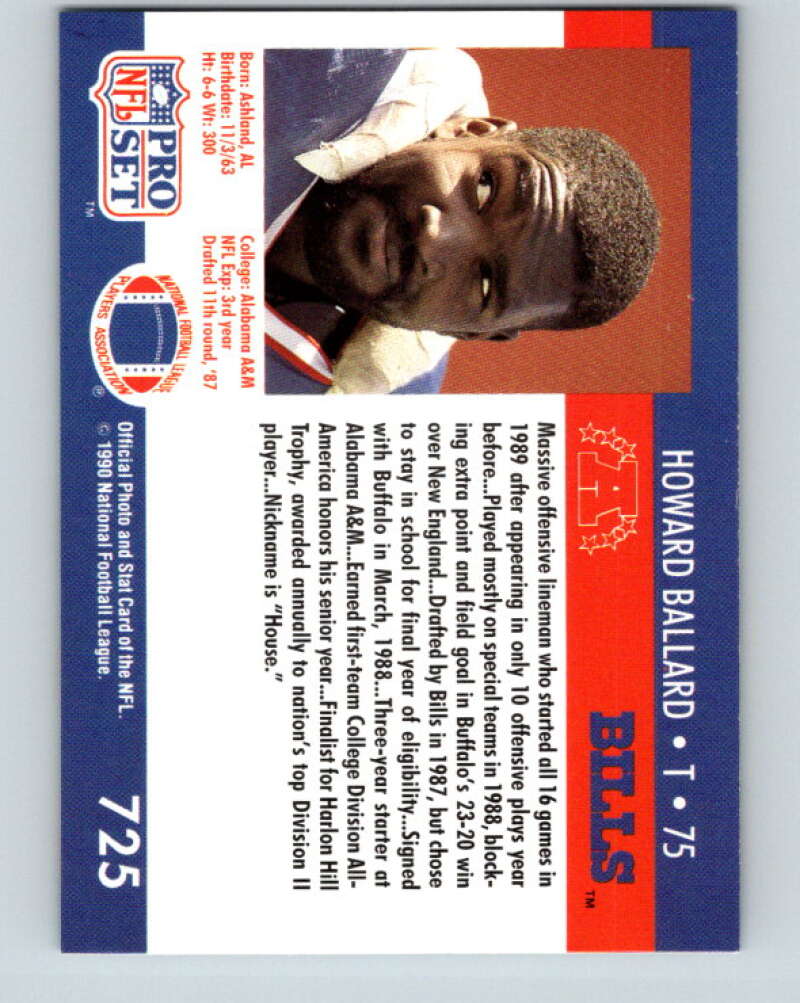 1990 Pro Set #725 Howard Ballard Mint RC Rookie Buffalo Bills