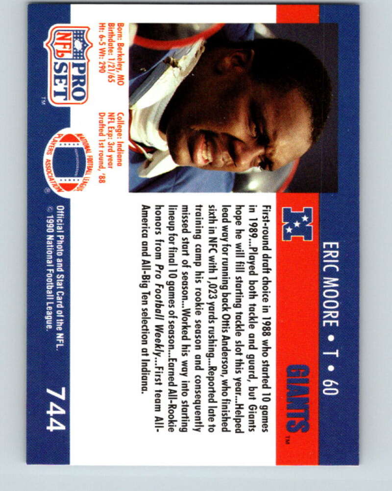 1990 Pro Set #744 Eric Moore Mint New York Giants