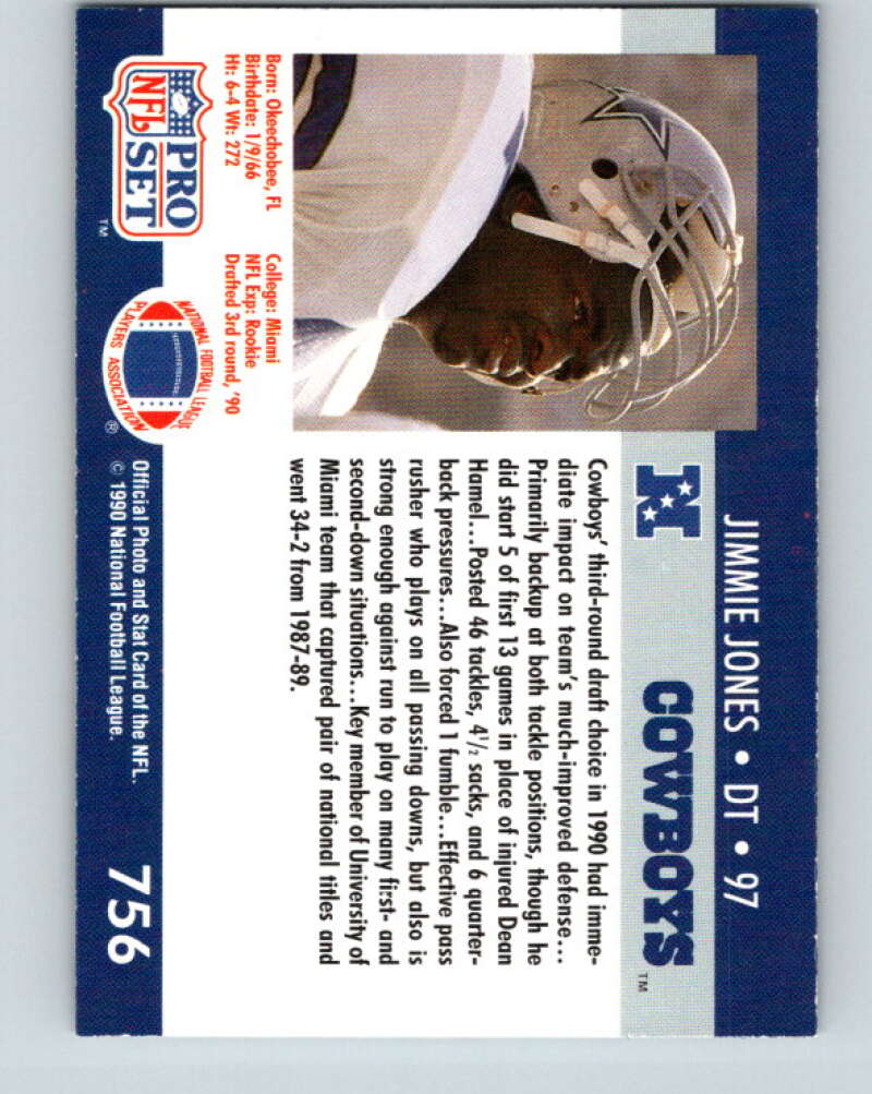 1990 Pro Set #756 Jimmie Jones Mint RC Rookie Dallas Cowboys