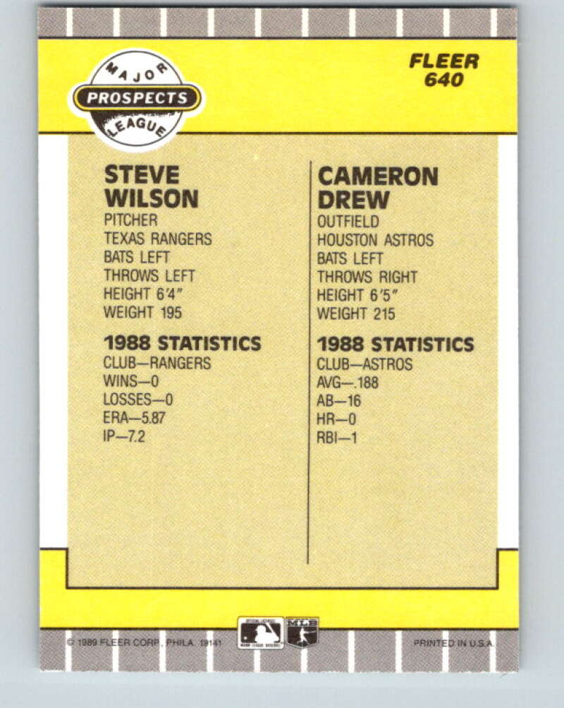 1989 Fleer #640 Steve Wilson/Cameron Drew Prospects Mint Rookie