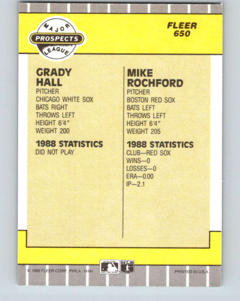 1989 Fleer #650 Grady Hall/Mike Rochford Prospects Mint RC Rookie