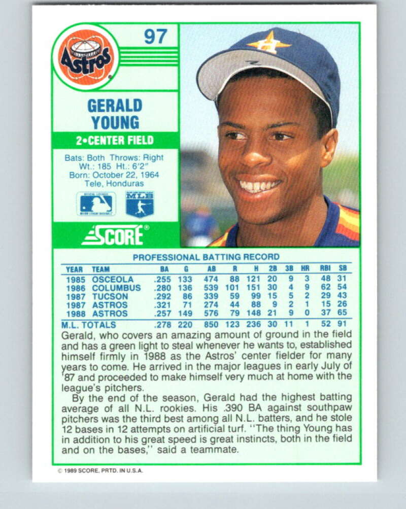 1989 Score #97 Gerald Young Mint Houston Astros