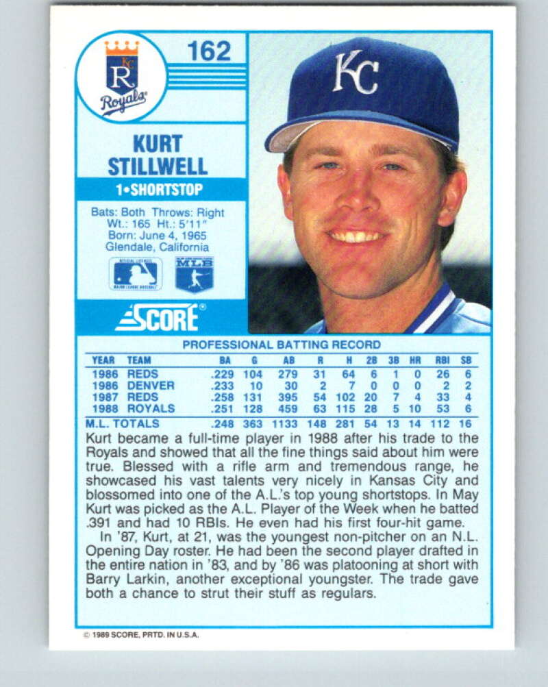 1989 Score #162 Kurt Stillwell Mint Kansas City Royals