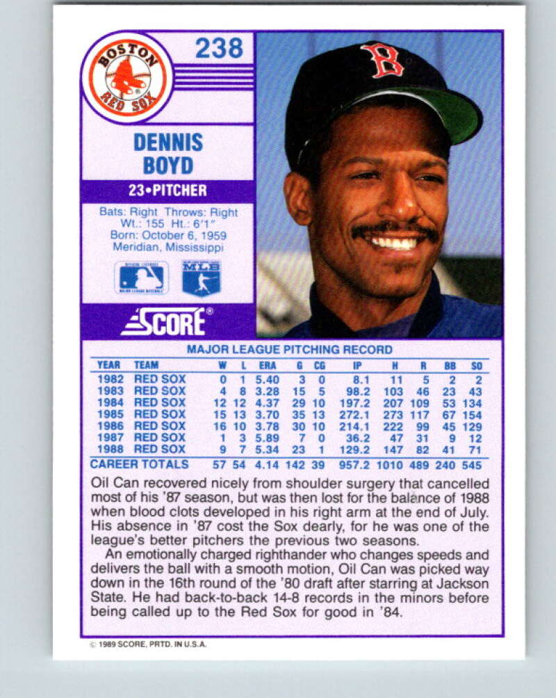 1989 Score #238 Oil Can Boyd Mint Boston Red Sox