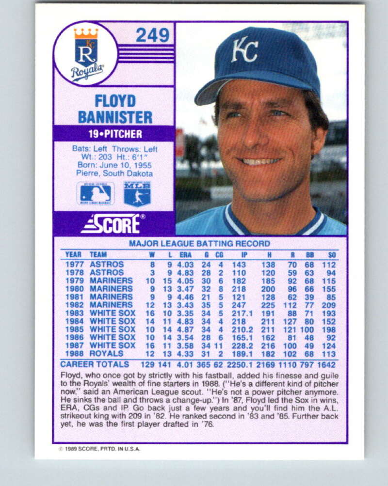 1989 Score #249 Floyd Bannister Mint Kansas City Royals