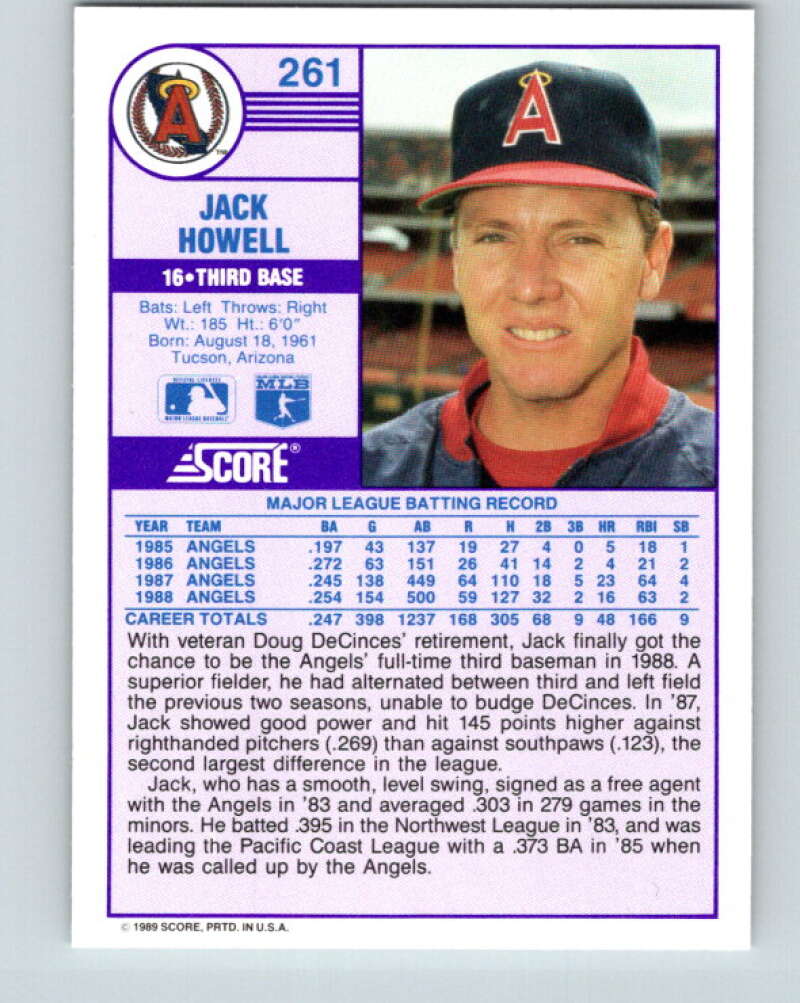 1989 Score #261 Jack Howell Mint California Angels
