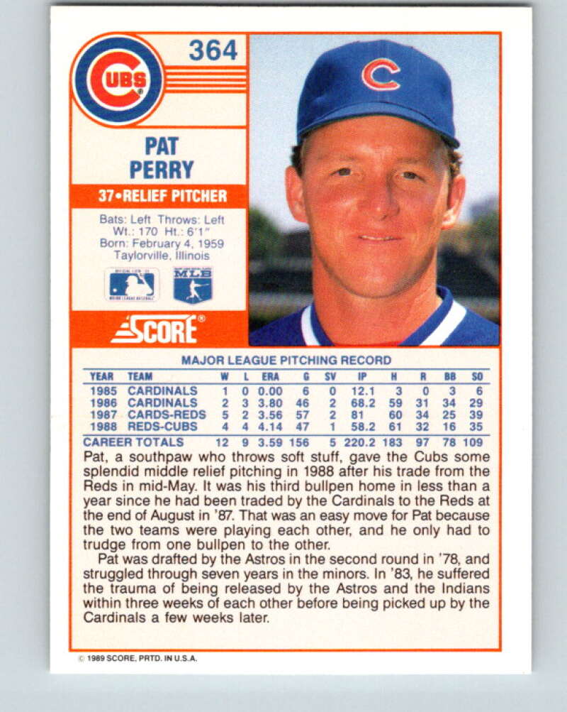1989 Score #364 Pat Perry Mint Chicago Cubs