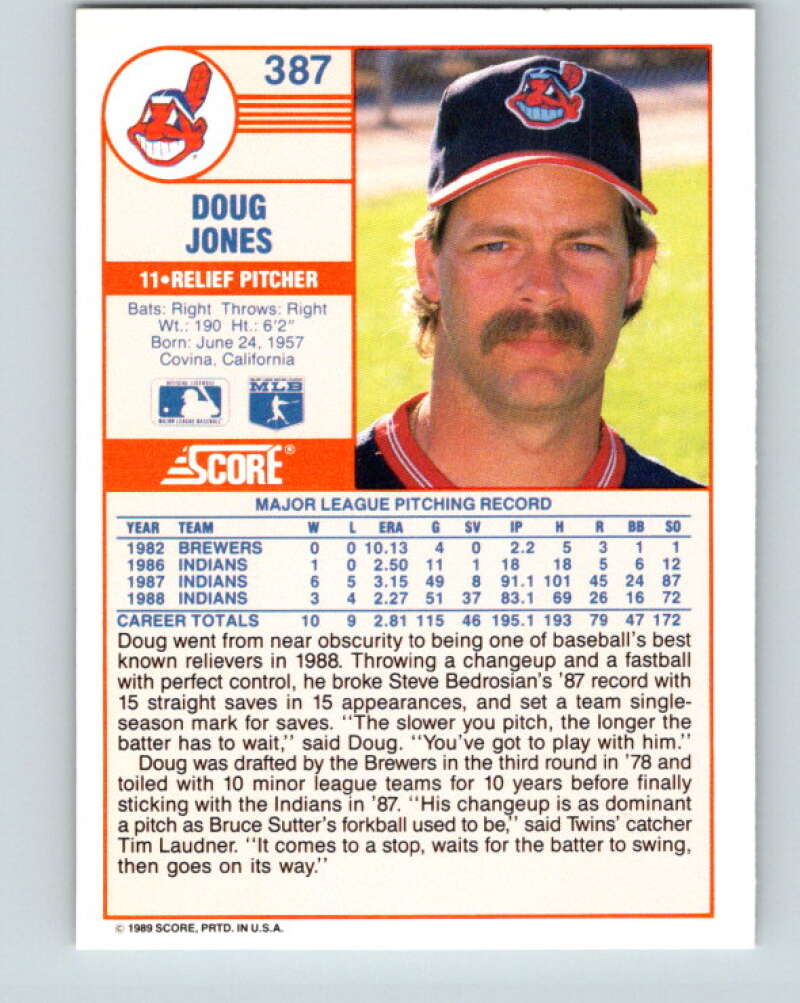 1989 Score #387 Doug Jones Mint Cleveland Indians