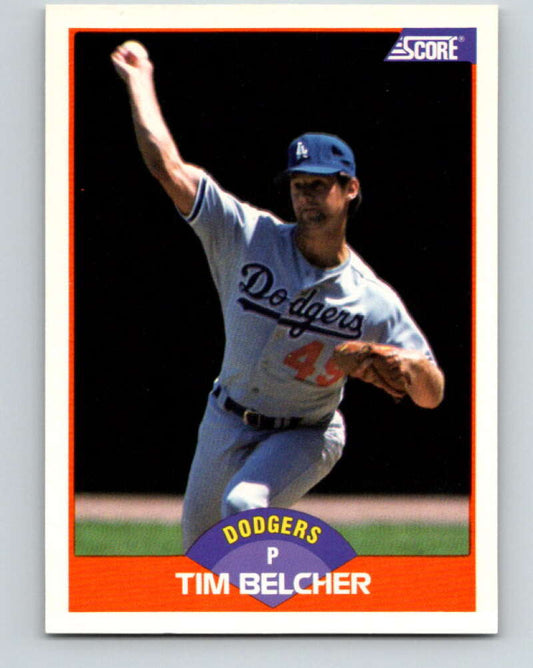 1989 Score #418 Tim Belcher Mint Los Angeles Dodgers