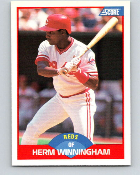 1989 Score #496 Herm Winningham Mint Cincinnati Reds