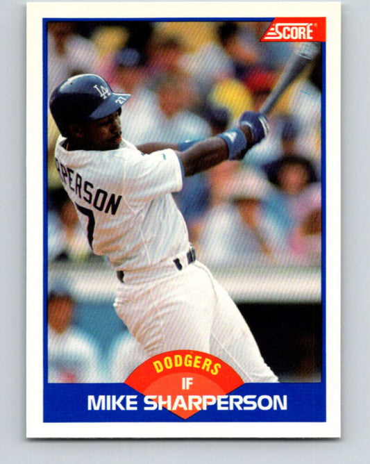 1989 Score #602 Mike Sharperson Mint Los Angeles Dodgers