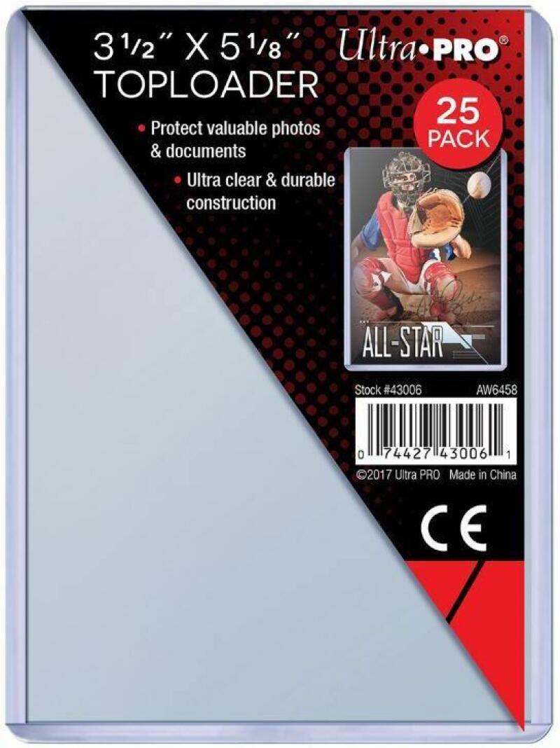 Ultra Pro 3.5"x5" Toploaders 25ct Pack - Ultra Clear - Large Cards and Photos