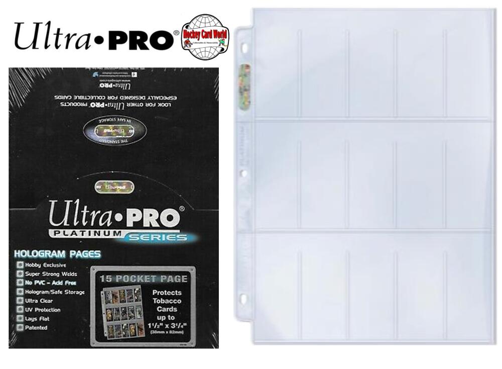 Ultra Pro Platinum - 15 Pocket Tobacco Pages Sheets Protectors - 100 Sheet Box