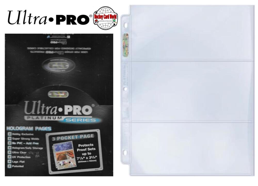 Ultra Pro Platinum - 3 Pocket Pages Sheets Protectors - 100 Sheet Box