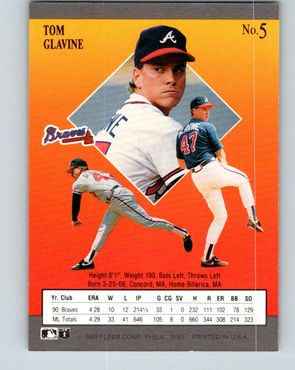 1991 Ultra #5 Tom Glavine Mint Atlanta Braves – Hockey Card World Inc