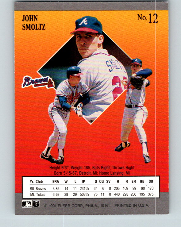 1991 Ultra #12 John Smoltz Mint Atlanta Braves