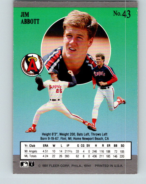 1991 Ultra #43 Jim Abbott Mint California Angels