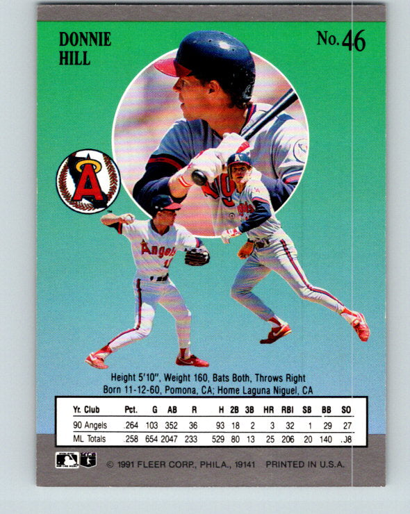 1991 Ultra #46 Donnie Hill Mint California Angels