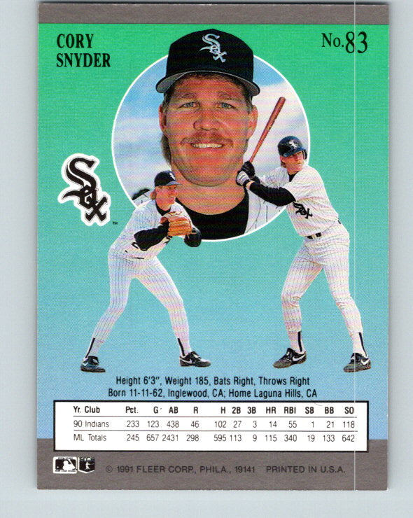 1991 Ultra #83 Cory Snyder Mint Chicago White Sox