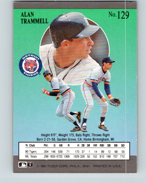 1991 Ultra #129 Alan Trammell Mint Detroit Tigers