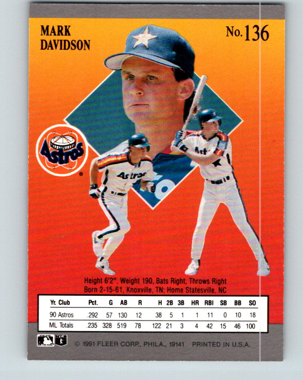 1991 Ultra #136 Mark Davidson Mint Houston Astros