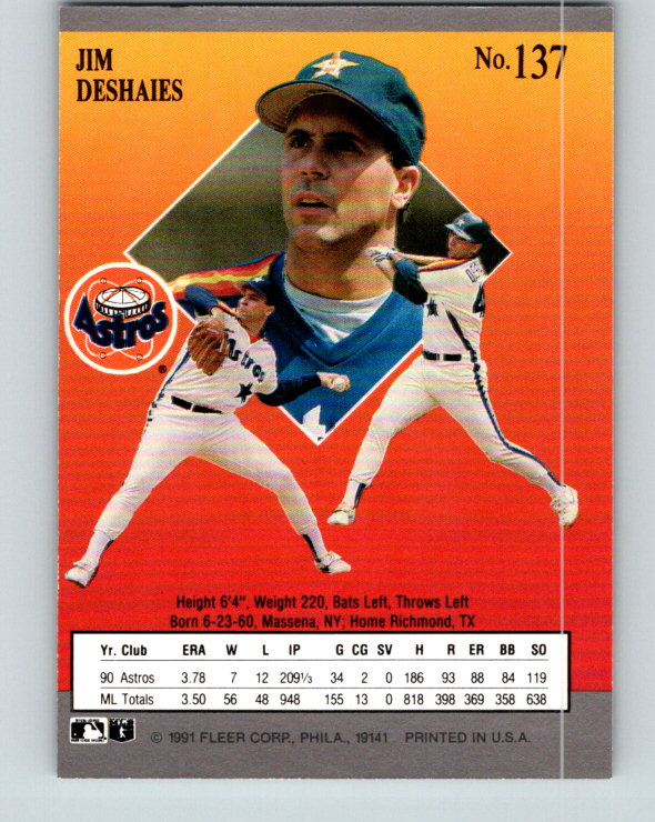 1991 Ultra #137 Jim Deshaies Mint Houston Astros