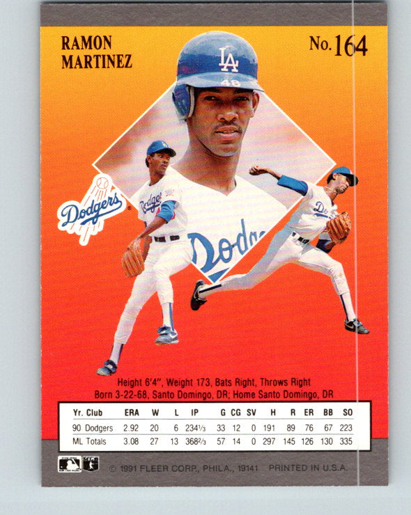 1991 Ultra #164 Ramon Martinez Mint Los Angeles Dodgers