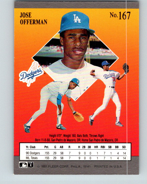 1991 Ultra #167 Jose Offerman Mint Los Angeles Dodgers