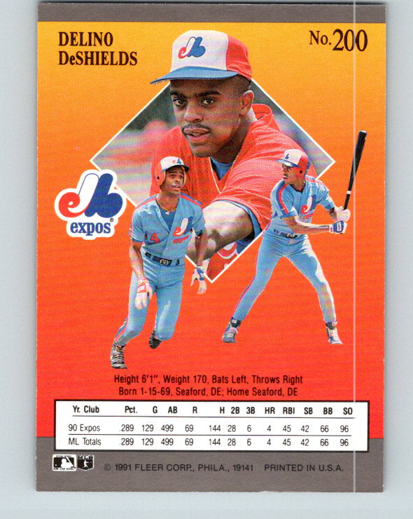 1991 Ultra #200 Delino DeShields Mint Montreal Expos