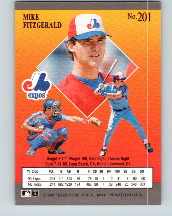 1991 Ultra #201 Mike Fitzgerald Mint Montreal Expos