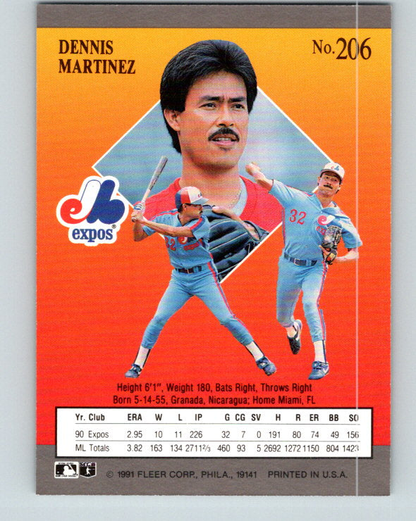 1991 Ultra #206 Dennis Martinez Mint Montreal Expos