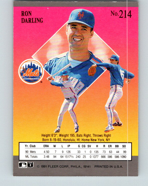 1991 Ultra #214 Ron Darling Mint New York Mets