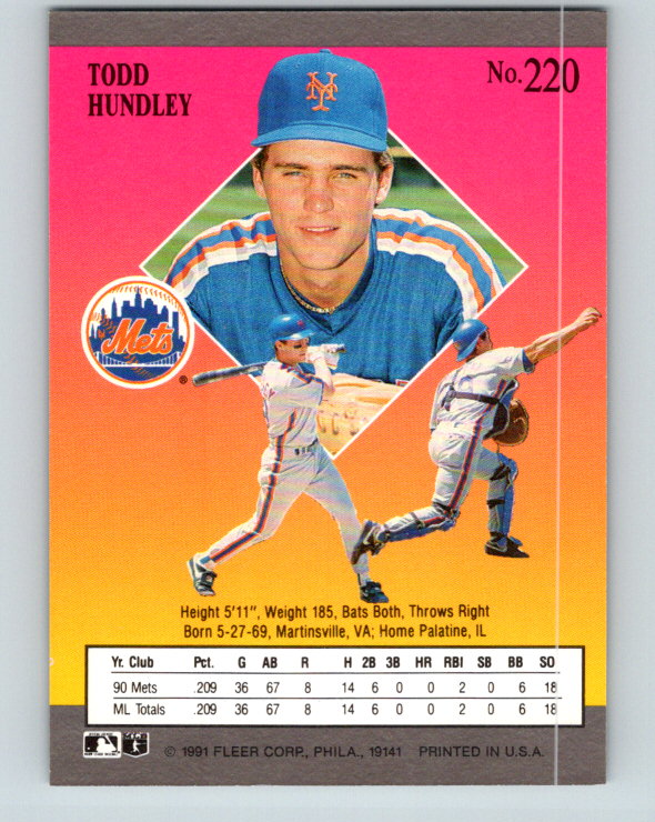 1991 Ultra #220 Todd Hundley Mint New York Mets