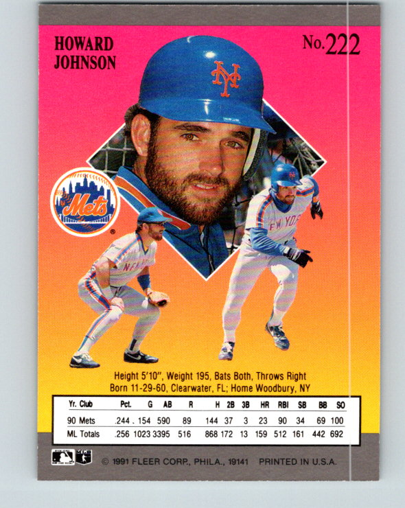 1991 Ultra #222 Howard Johnson Mint New York Mets