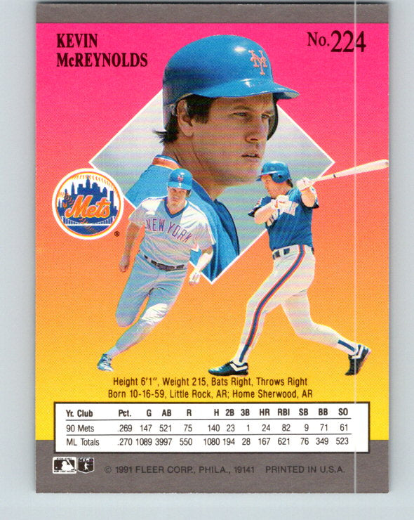 1991 Ultra #224 Kevin McReynolds Mint New York Mets