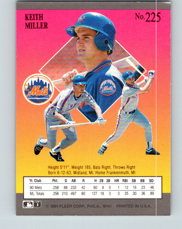 1991 Ultra #225 Keith Miller Mint New York Mets