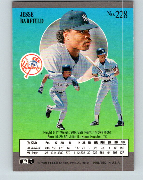 1991 Ultra #228 Jesse Barfield Mint New York Yankees