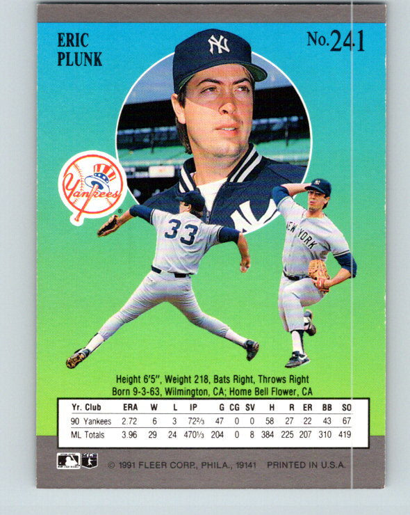 1991 Ultra #241 Eric Plunk Mint New York Yankees