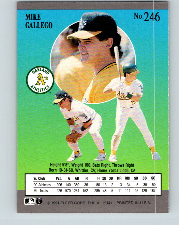 1991 Ultra #246 Mike Gallego Mint Oakland Athletics