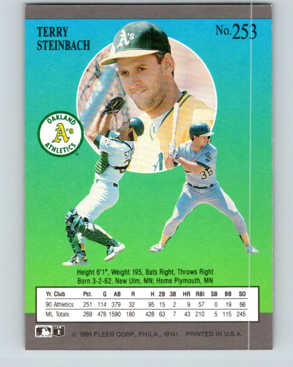 1991 Ultra #253 Terry Steinbach Mint Oakland Athletics