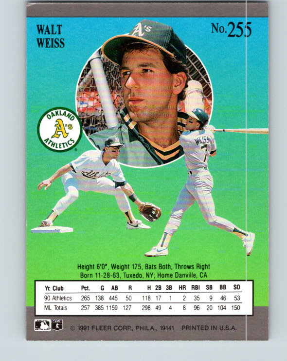 1991 Ultra #255 Walt Weiss Mint Oakland Athletics