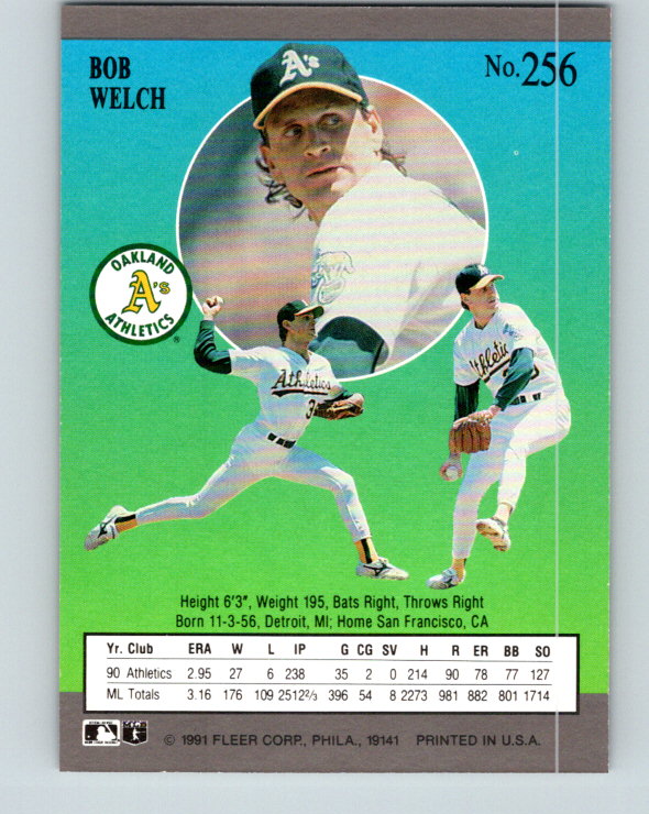 1991 Ultra #256 Bob Welch Mint Oakland Athletics