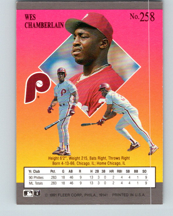 1991 Ultra #258 Wes Chamberlain Mint RC Rookie Philadelphia Phillies